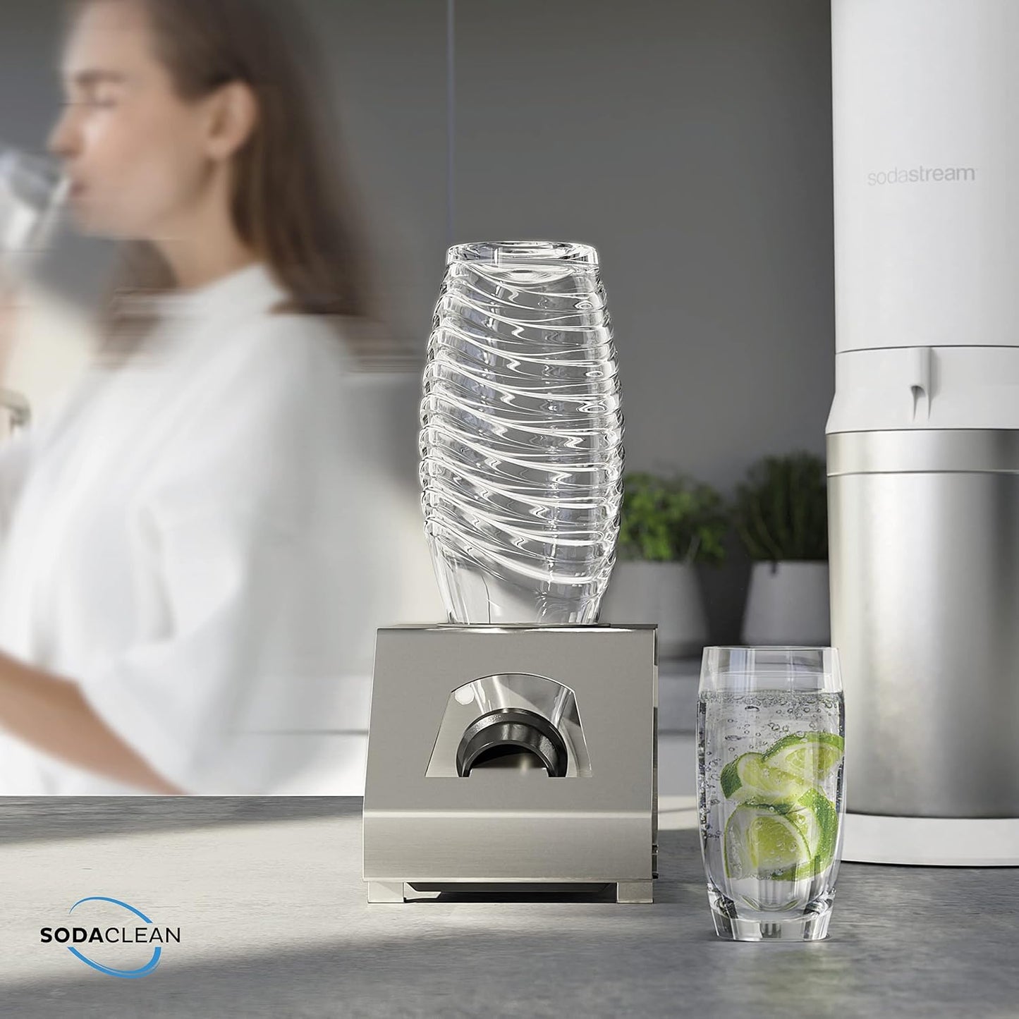 Sodaclean Flaschenhalter 1er mit Abtropfwanne – kompatibel mit SodaStream Duo®, Crystal® & Easy Fuse®