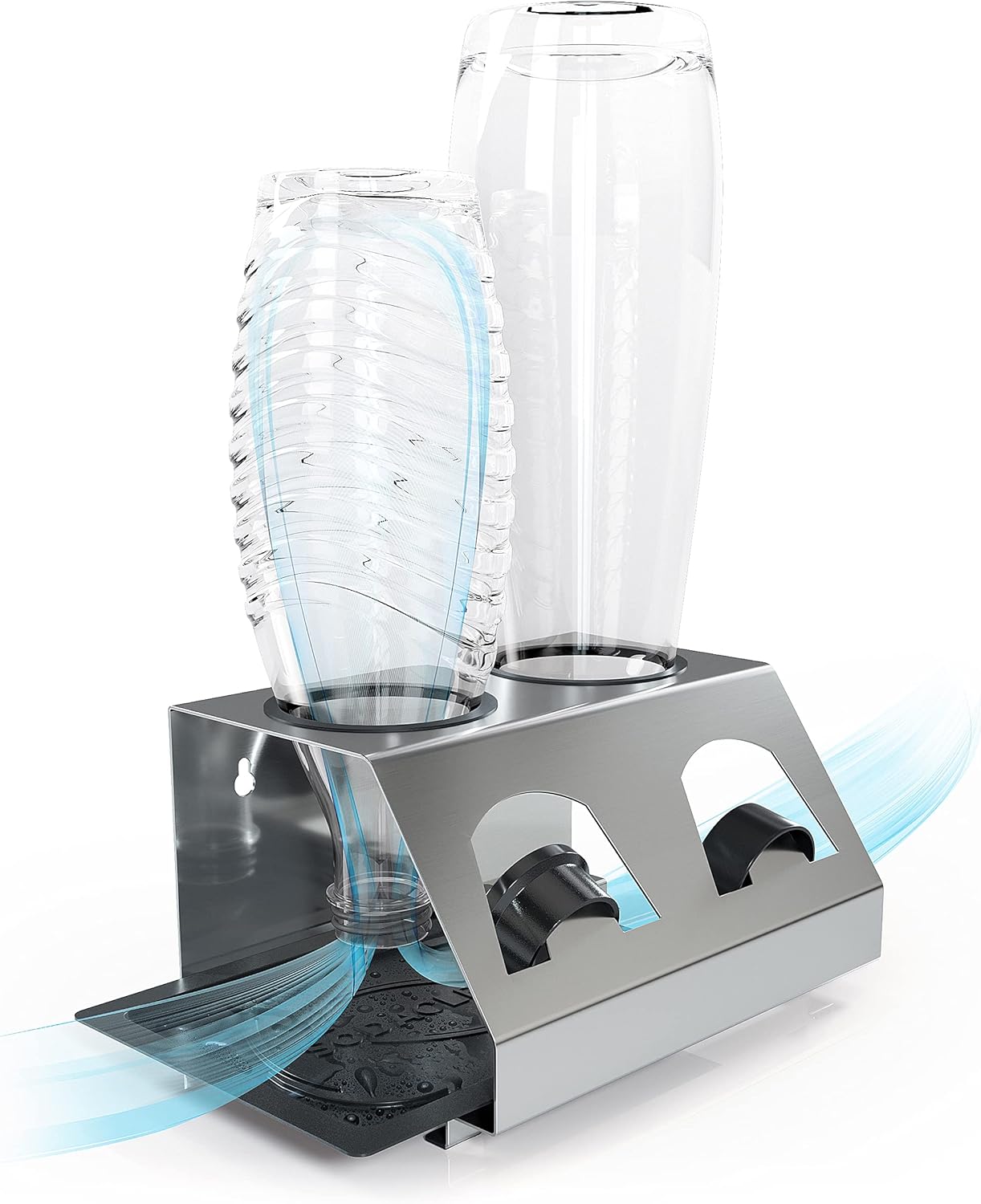 Sodaclean Flaschenhalter 2er mit Abtropfwanne – kompatibel mit SodaStream Duo®, Crystal® & Easy Fuse®
