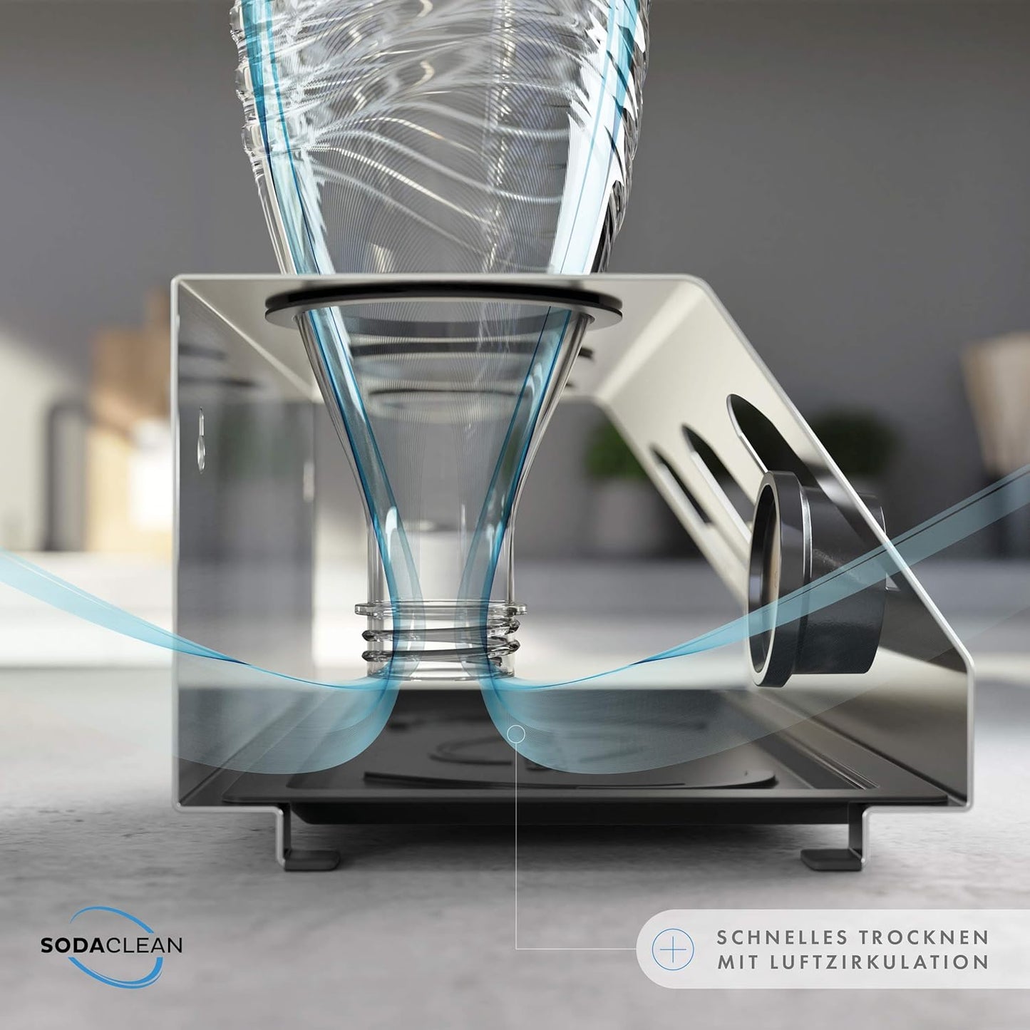 Sodaclean Flaschenhalter 3er mit Abtropfwanne – kompatibel mit SodaStream Duo®, Crystal® & Easy Fuse®