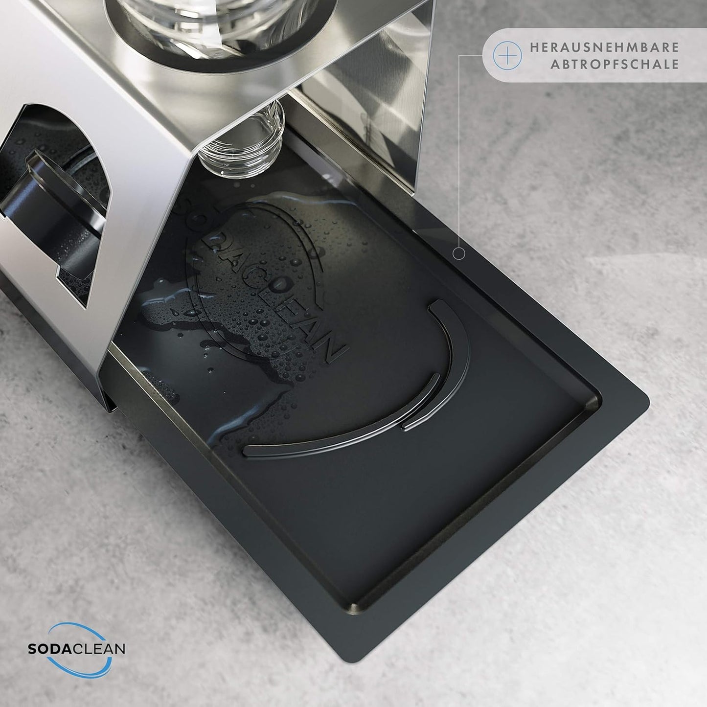 Sodaclean Flaschenhalter 4er mit Abtropfwanne – kompatibel mit SodaStream Duo®, Crystal® & Easy Fuse®