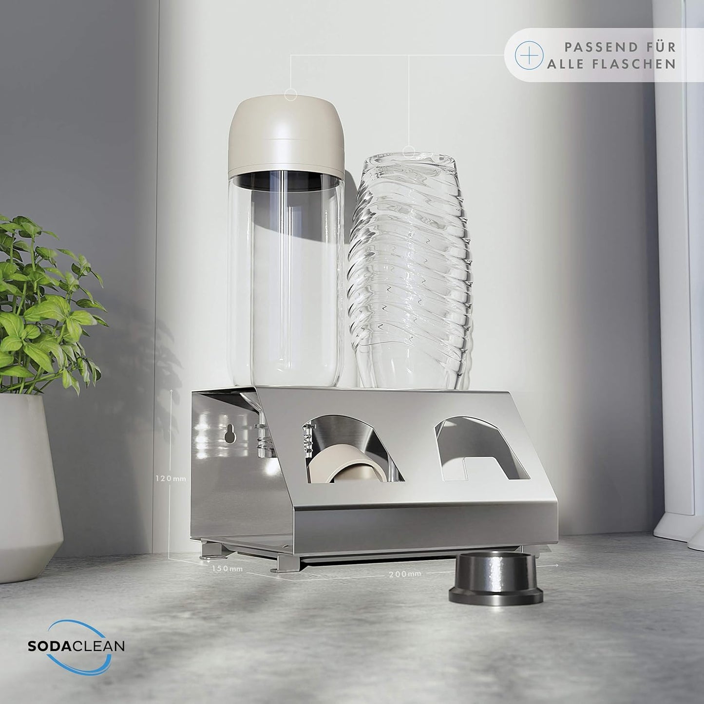 Sodaclean Flaschenhalter 2er mit Abtropfwanne – kompatibel mit SodaStream Duo®, Crystal® & Easy Fuse®