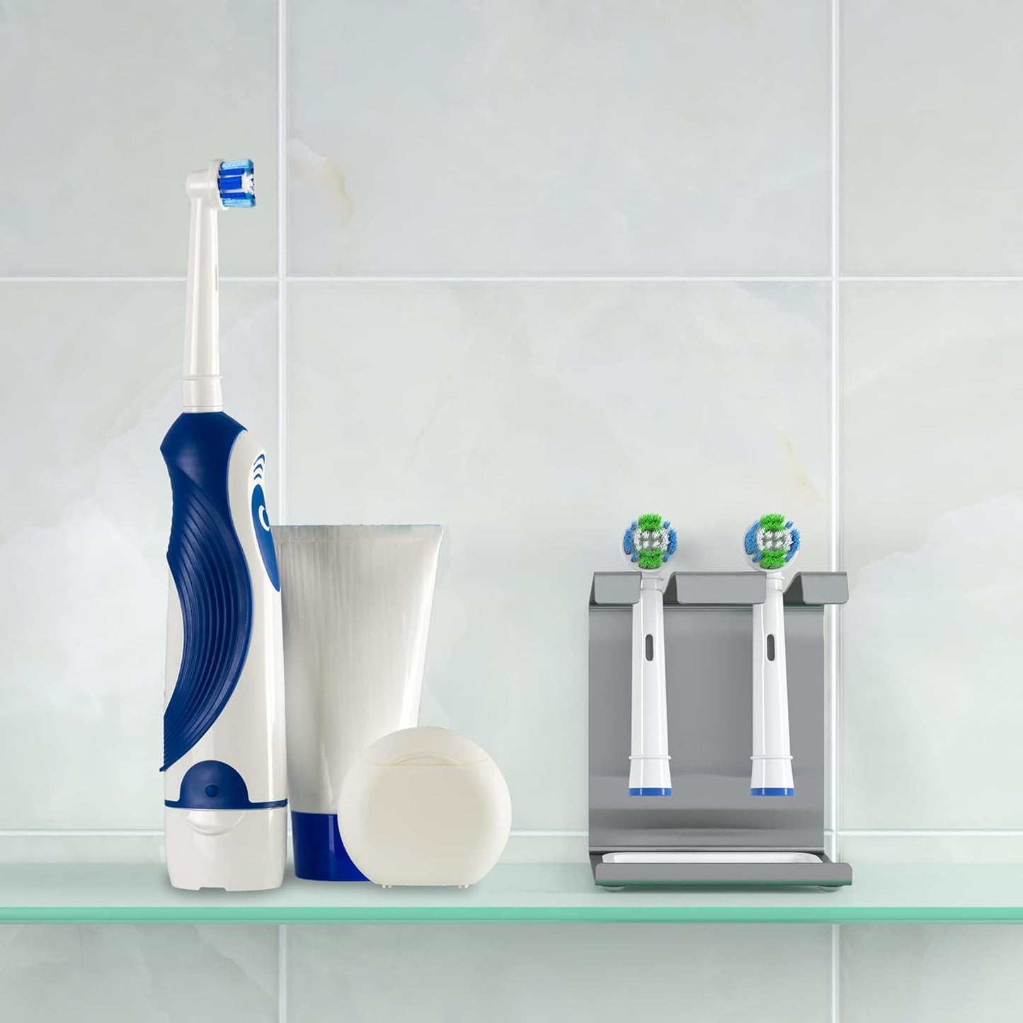 Premium Edelstahl Halter für 2 Aufsteckbürsten – kompatibel mit Oral-B®, Philips Sonicare® & weiteren