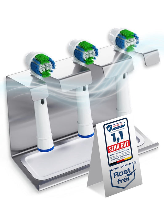 Premium Edelstahl Halter für 3 Aufsteckbürsten – kompatibel mit Oral-B®, Philips Sonicare® & weiteren