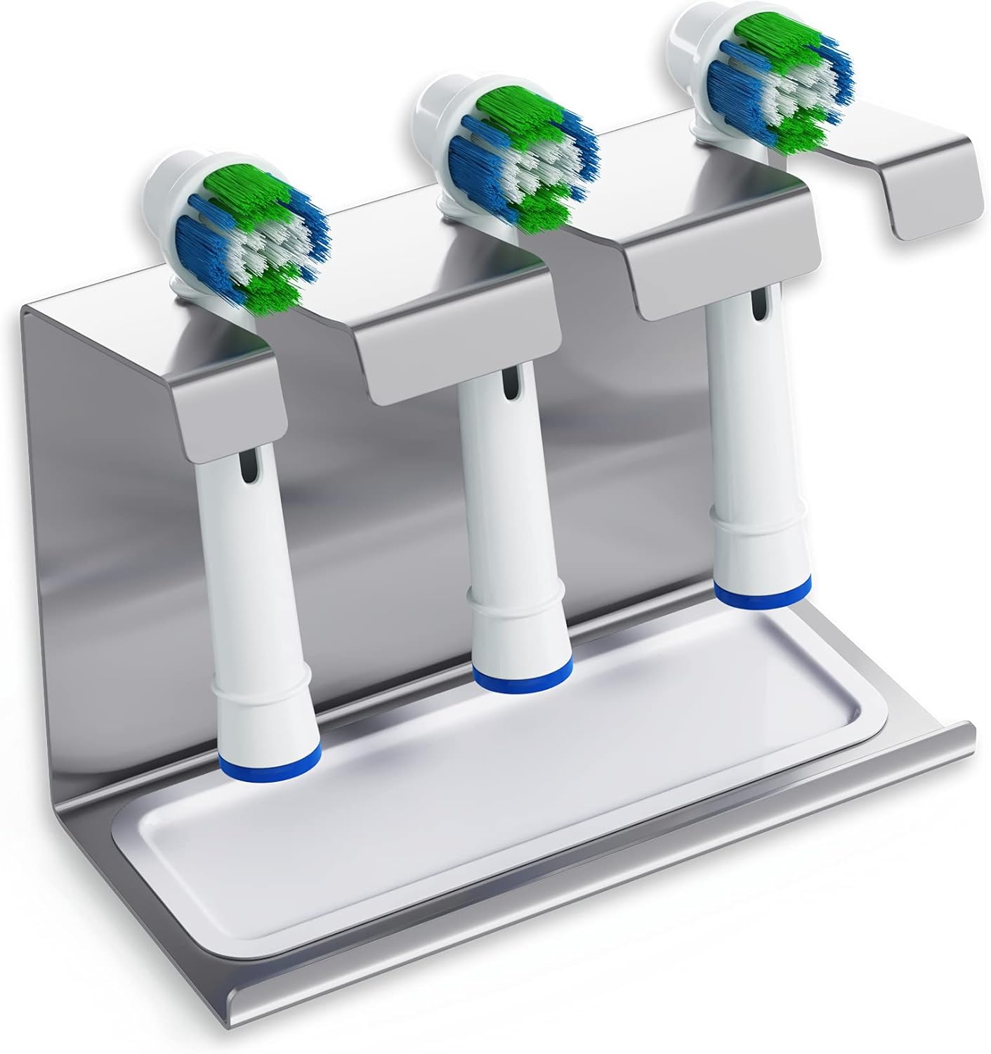 Premium Edelstahl Halter für 3 Aufsteckbürsten – kompatibel mit Oral-B®, Philips Sonicare® & weiteren