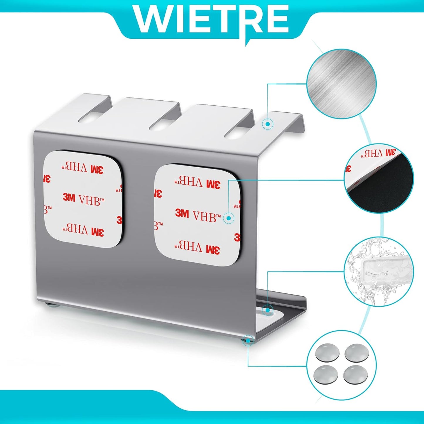 Premium Edelstahl Halter für 3 Aufsteckbürsten – kompatibel mit Oral-B®, Philips Sonicare® & weiteren