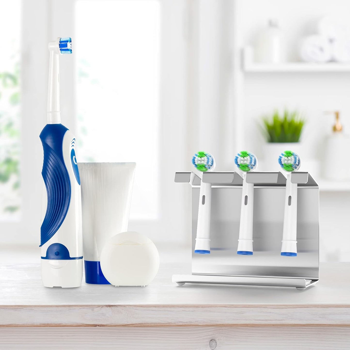 Premium Edelstahl Halter für 3 Aufsteckbürsten – kompatibel mit Oral-B®, Philips Sonicare® & weiteren