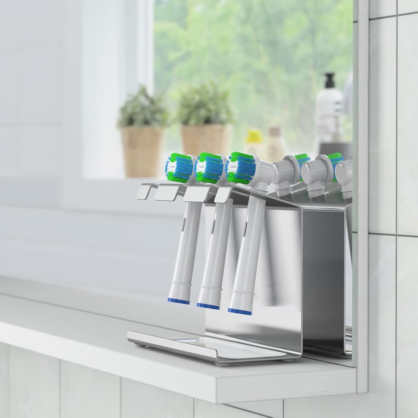 Premium Edelstahl Halter für 3 Aufsteckbürsten – kompatibel mit Oral-B®, Philips Sonicare® & weiteren